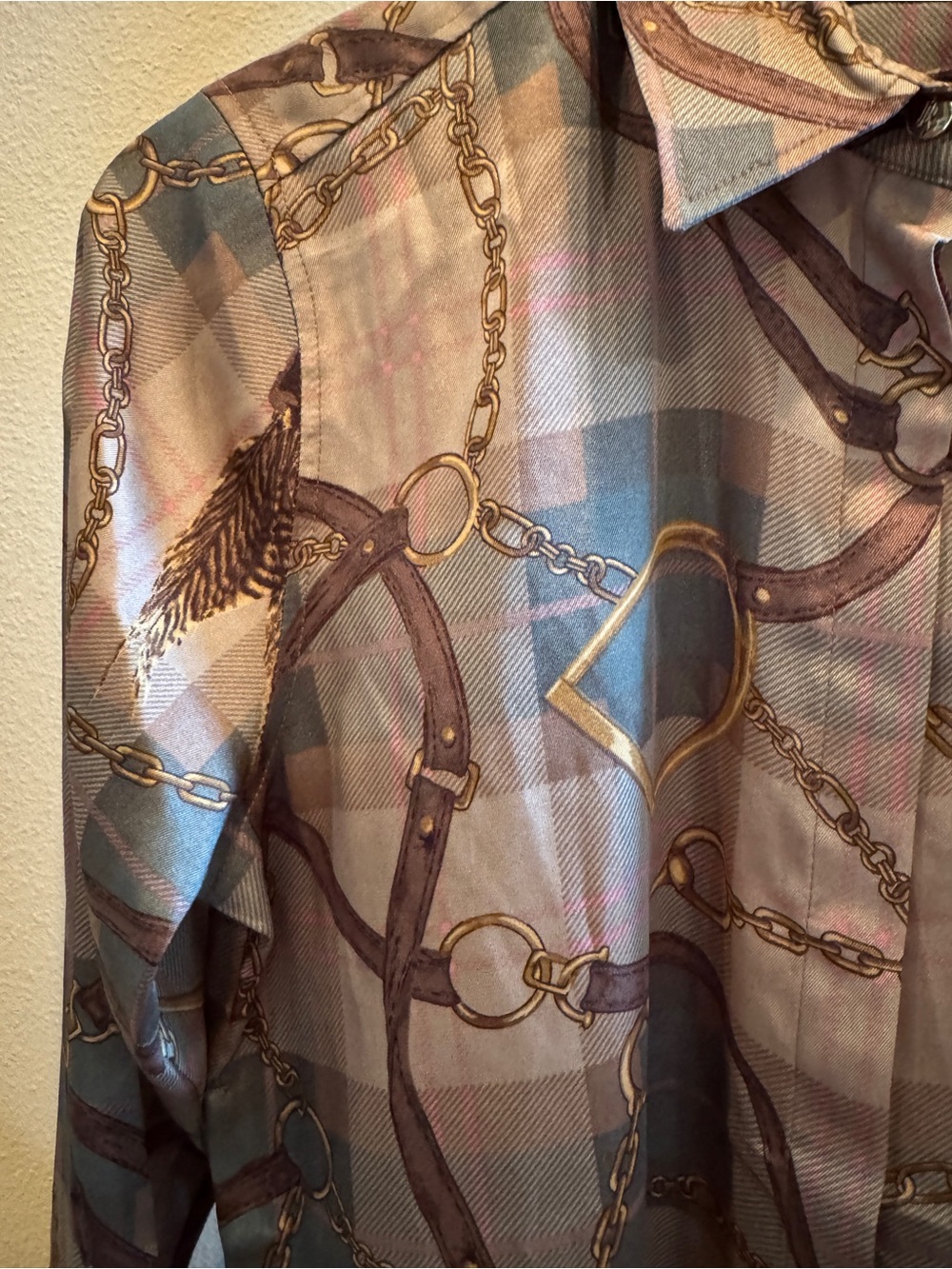 NWT Lauren Ralph Lauren medium All-over equestrian print with belts and chains - Picture 2 of 12